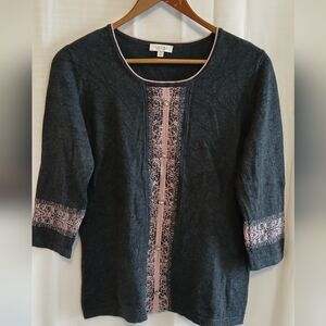 Gray and Pink Trim Sweater